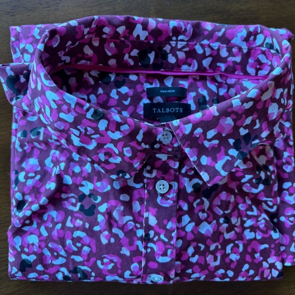 Talbots Women's Vibrant Pink and Black Button Down Shirt - Picture 9 of 9